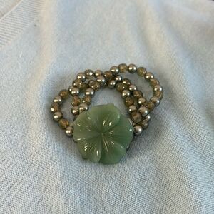 Stretch Multi Strand Jade Flower Bracelet